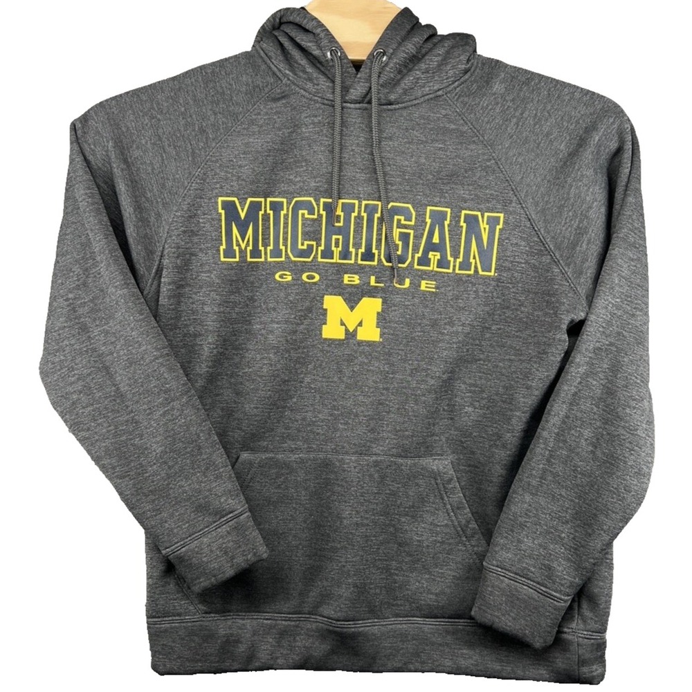 Colosseum Michigan Wolverines Go Blue Gray Hoodie Sweatshirt Men's Size Large L